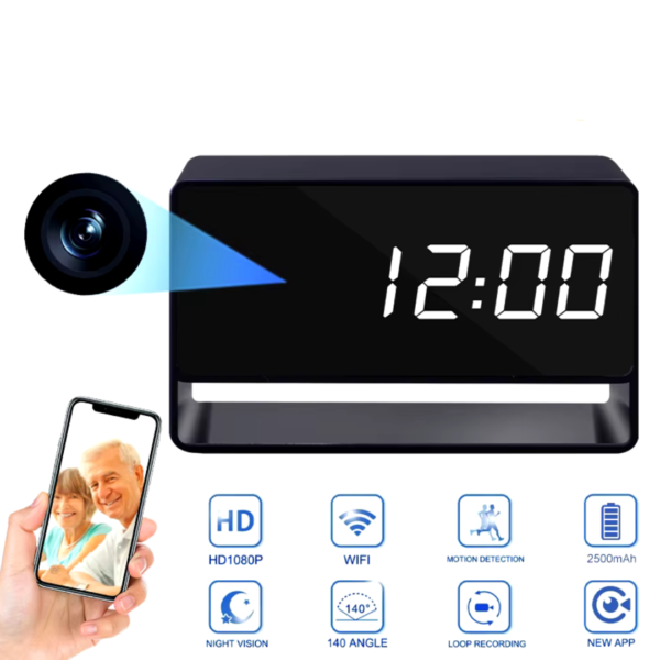 Camara Reloj Despertador Espia Ip Wifi Hd 1080p Vision Nocturna Detección Movimiento