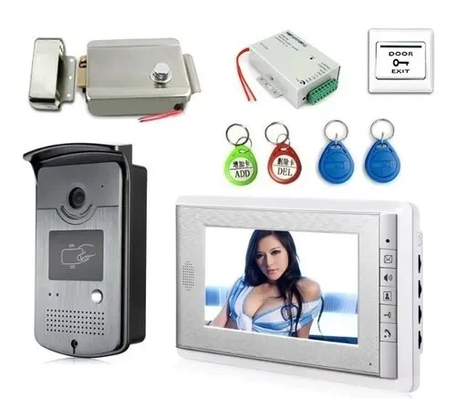 Kit Video Portero Completo Cerradura Fuente Monitor Tags
