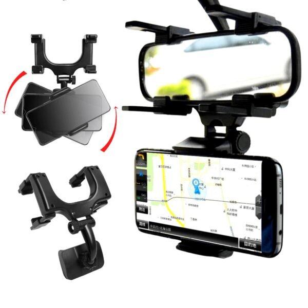 Soporte celular retrovisor seguro ajustable resistente 360 grados