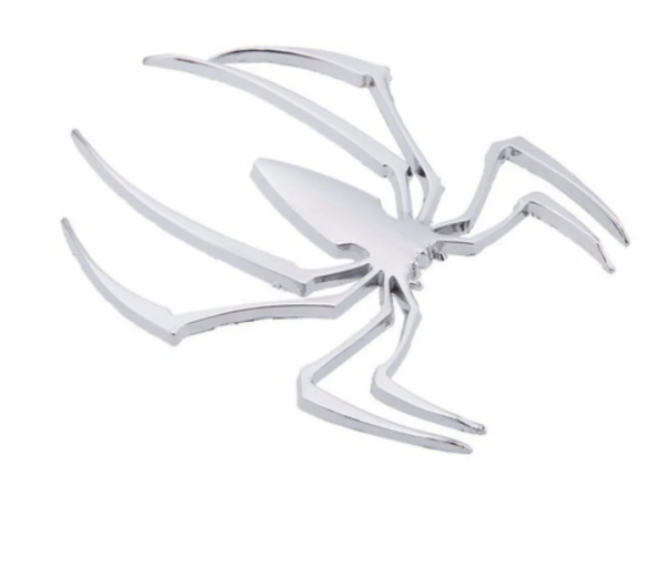 Emblema Logo Araña Cromado Adhesivo 3d Plateado
